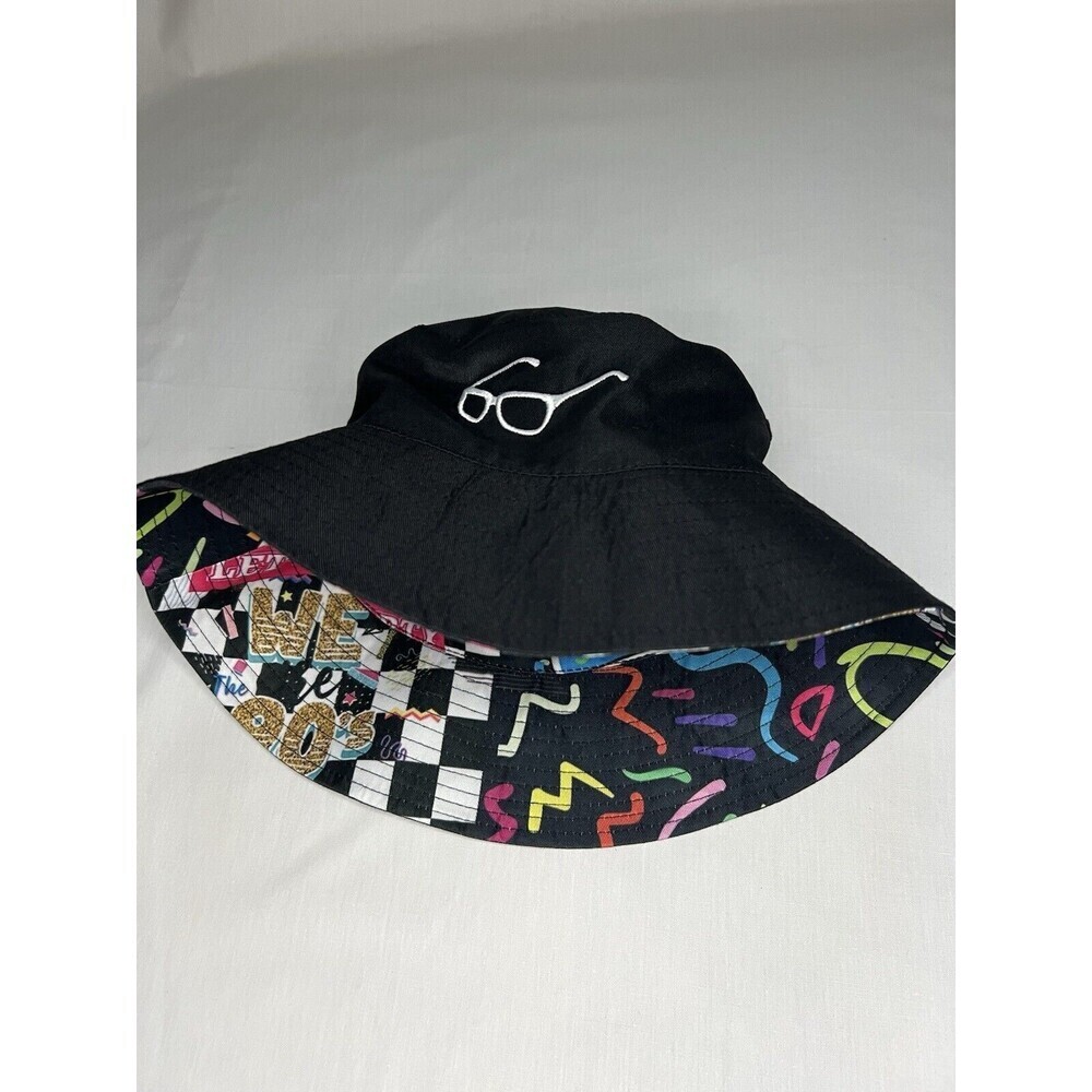BUCKET HAT I LOVE THE 90'S & REVERSIBLE BLACK WITH EMBROIDERED SUNGLASSES - Picture 8 of 10